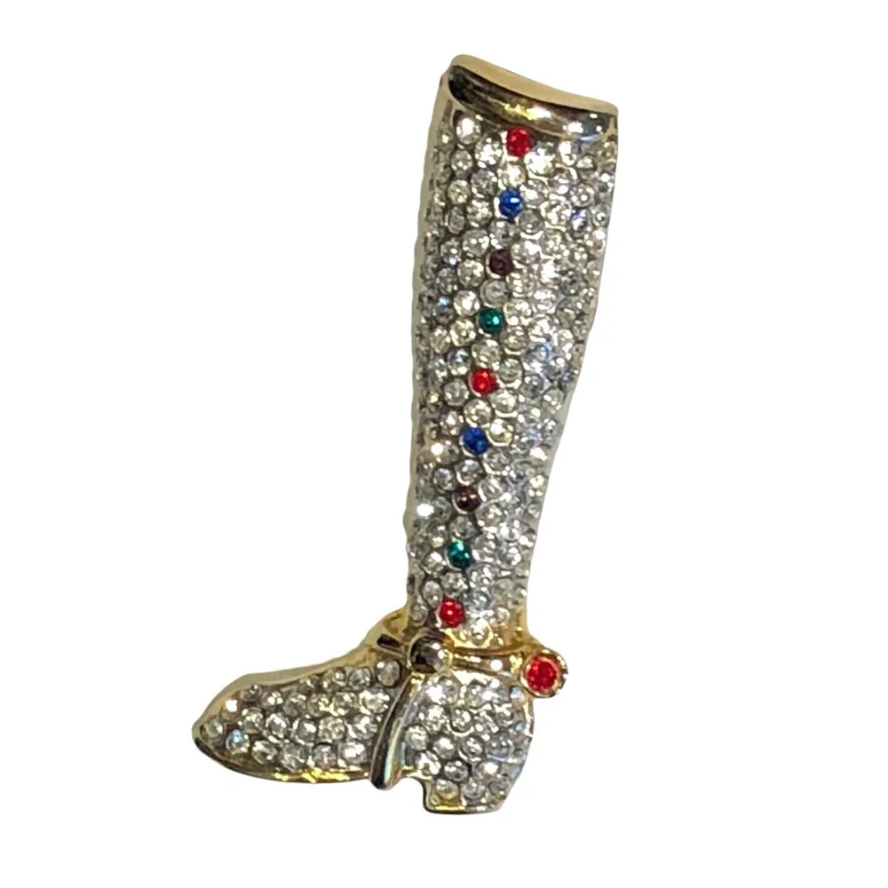 VINTAGE CRYSTAL COWBOY BOOT BROOCH